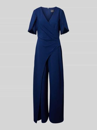 Adrianna Papell Jumpsuit in Wickel-Optik mit Perlen in Marine, Gr&ouml;&szlig;e 36