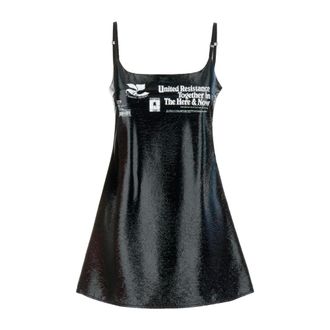 Courr&egrave;ges Short Dresses, female, Black, Size: XS Text-print Textured Minidress