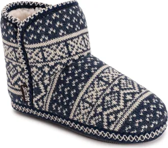 Muk Luks Leigh Bootie Slipper in Dark Blue at Nordstrom, Size Medium