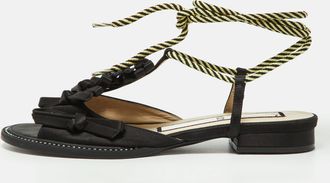 N&deg;21 N&ordm;21 Black Satin Ankle Tie Sandals