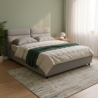 Dmora Cama Matrimonial Ator, Desenfundable, Con Contenedor, Hecho En Italia, Tama&ntilde;o Colch&oacute;n 160x200 Cm, Gris