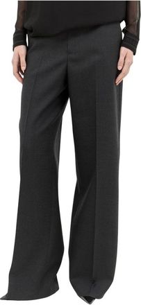 Gucci Wijde Wolle Pantalons op Maat - Dames - Wijde Broeken - Grijs - M - Wol - Broeken