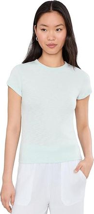 Lilla P Ribbed Slub Crewneck T-Shirts Womens Clothing Pool : MD, Cotton