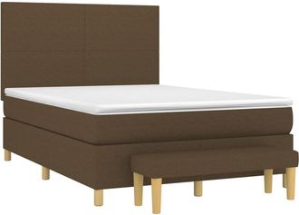 vidaXL Vidaxl - Cama Box Spring Con Colch&oacute;n Tela Marr&oacute;n Oscuro 140x200 Cm