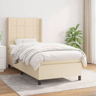 vidaXL Vidaxl - Cama Box Spring Con Colch&oacute;n Tela Color Crema 90x190 Cm