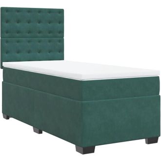 vidaXL Cama Box Spring Con Colch&oacute;n Terciopelo Verde Oscuro 100x200 Cm Vidaxl