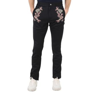 Roberto Cavalli Black Embroidered Trousers, Size X-Large