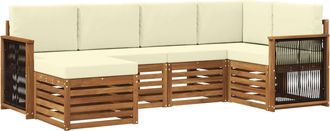 vidaXL Conjunto De Sof&aacute;s De Exterior 5 Uds. Natural Y Crema Vidaxl