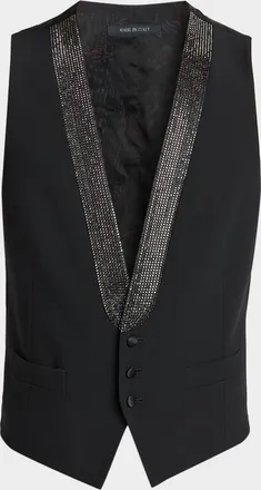 Giorgio Armani Men & apos;s Crystal-Embellished Wool-Blend Vest