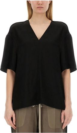 Rick Owens T-shirt met V-hals - Dames - Blouses - Zwart - XS - Overhemden