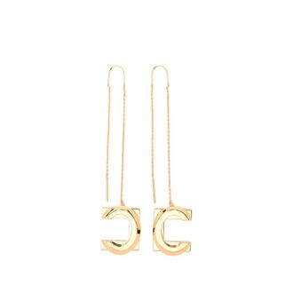 Elisabetta Franchi Earrings, female, Yellow, Size: ONE SIZE Chain Earrings with Logo