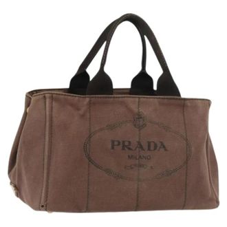 Prada Pre-owned Tote Bags, female, Brown, Size: ONE SIZE Pre-owned Vintage Canvas Tote Bag
