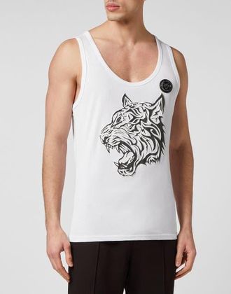Plein Sport Tank Top Tiger Men in White/black at Nordstrom, Size Xxx-Large
