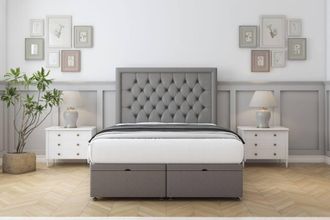 Comfort Beds Rio Dumfries Ottoman Bed Base-26 Strutted Headboard in Light Grey | Size: King