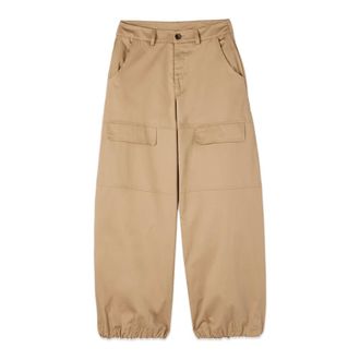 Oltre Broeken, Dames, Beige, XL, Katoen, Gem&ecirc;leerde katoenen cargobroek
