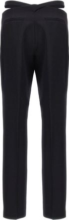 The Attico Belt Detail Virgin Wool Trousers - Black