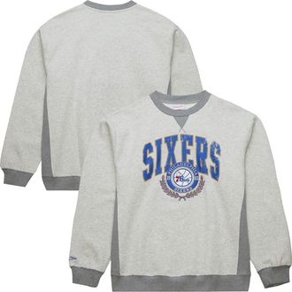 Mitchell & Ness Mens Mitchell & Ness Heather Gray Philadelphia 76ers Vintage Logo Pullover Sweatshirt at Nordstrom, Size Xxx-Large