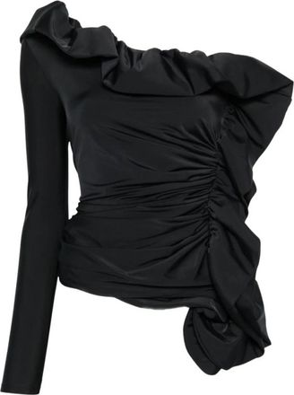 Amen 009 Abito Corto Lycra Monosp Voilant - Dames - Blouses - Zwart - XL - Overhemden