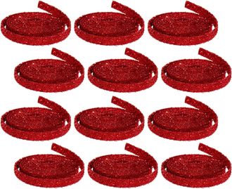 Melrose International Red Glitter Rope Ribbon (Set of 12 Rolls) - Red