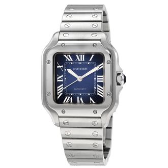 Cartier Santos De Cartier Medium Model Automatic Blue Dial Mens Watch WSSA0063