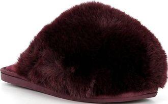 Free People Womens Snowball Faux Fur Slippers In Cabernet