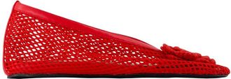 Ganni Womens Jenny Flower Ballerinas - Ganni Synthetic Red Shoes Flat-Shoes