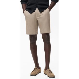 Mango Linen & Cotton Bermuda Shorts in Beige at Nordstrom, Size 32