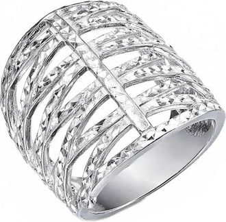 Gold & Honey Womens Diamond Cut Crossover Ring In Silver