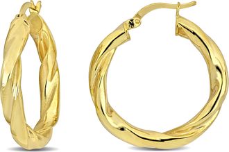 Mimi & Max 30x4mm Round Twist Hoop Earrings in Yellow Plated Silver