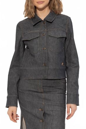 Courr&egrave;ges Utility Denim Trucker Jacket In Dark Heather Grey