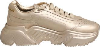 Dolce & Gabbana Gouden Leren Daymaster Dames Sneaker Schoenen - Dames - Sneakers - Geel - 36 EU - Leer - Schoenen