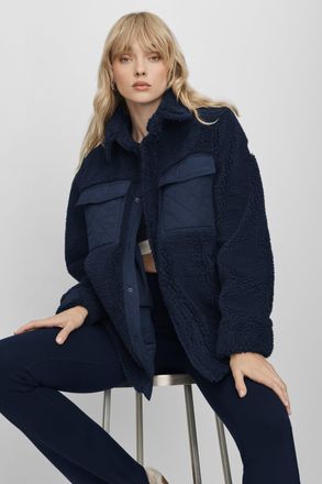 Alo | Sherpa Edge Shacket Jacket in Navy, Size: Medium
