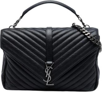 Saint Laurent Pre-owned Handbags, female, Black, Size: ONE SIZE Pre-owned College Satchel