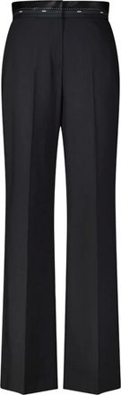 Msgm Wide Broeken - Dames - Wijde Broeken - Zwart - L - Wol - Broeken
