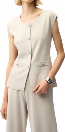 Joseph Ribkoff Button Front Knitted Vest Top In Moonstone