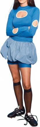 Kk Co. Bubble Stretch Ruched Waistband Skort In Lake