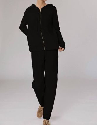 Madeleine Thompson Pheasant Straight Leg Pants In Black