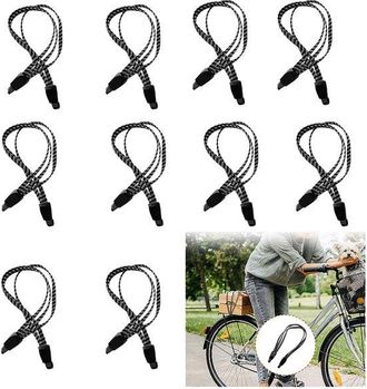 OEM Cord&oacute;n El&aacute;stico De Goma De 10 Piezas, Resistente A La Abrasi&oacute;n Para Camping Y Uso Al Aire Libre, Se Utiliza Asegurar Equipaje Bicicletas, Negro