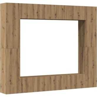 vidaXL Vidaxl - Set Mobile tv 8 pz Montato a Parete Rovere in Legno Multistrato