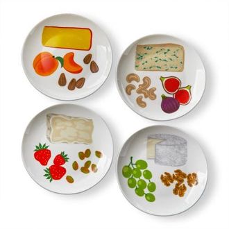 Tag Fromage Appetizer Plates Set of 4 Multi Bone China 6x6 in in Multicolored at Nordstrom