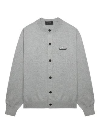 We11done logo-patch button cardigan - Grey