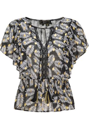 Faina Blouse Dames Zwart Veelkleurig