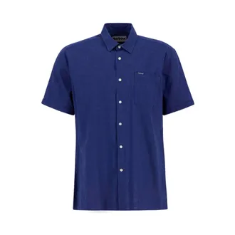 Barbour Short Sleeve Shirts, male, Blue, Size: 2XL Nelson Short-Sleeved Shirt