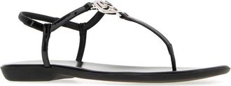 Gucci Womens Leather T-Strap Sandal Black
