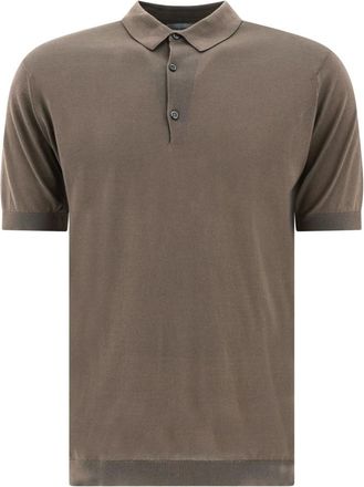John Smedley Adrian Polo - Heren - Polos - Bruin - S - Katoen - Tops