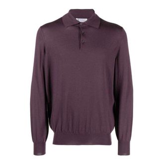 Brunello Cucinelli Dark Purple Wool Polo Shirt, Brand Size 44 (US Size 34)