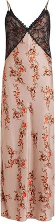AllSaints Allsaints Immy Oto Slip Dress Womens Brown Floral Spaghetti Strap RED984