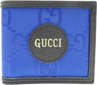 Gucci Black Blue Nylon Leather Wallet (Bi-Fold) (Pre-Owned)
