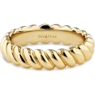 Devata Rope Band Ring in Gold Plated Sterling Silver in Yellow Gold at Nordstrom, Size 7