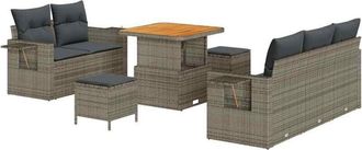 vidaXL Conjunto De Sof&aacute; De Jard&iacute;n 8 Pcs Gris Rat&aacute;n Sint&eacute;tico Vidaxl